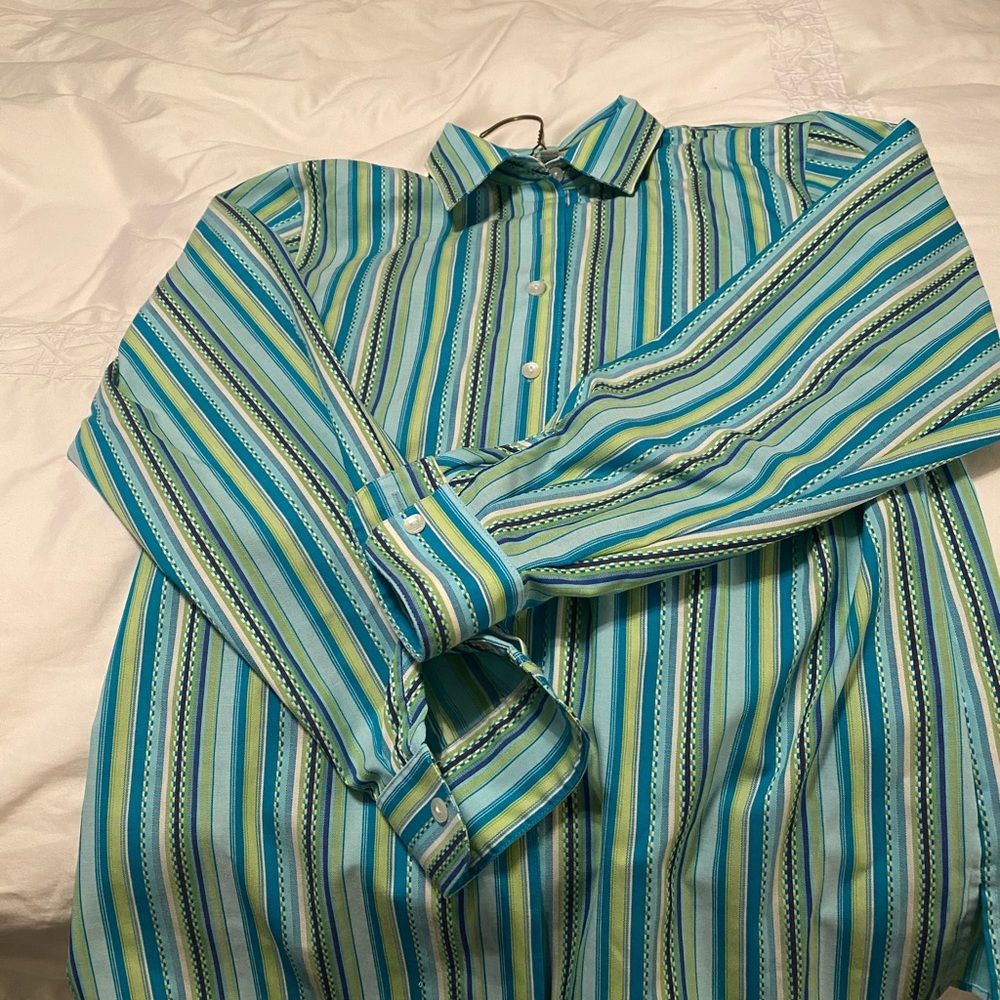 Foxcroft Striped Wrinkle Free Class. Fit Blouse 8P